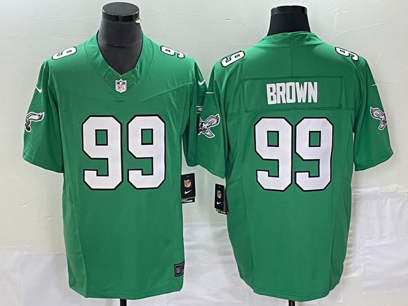 Men Philadelphia Eagles 99 Brown Green Nike Throwback Vapor Limited NFL Jersey